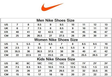 nike sneaker 42|men's nike shoe size chart.